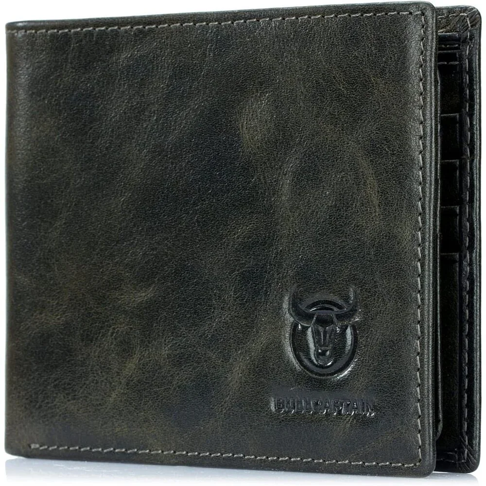 Wallets for Men Slim Bifold Genuine Leather Front Pocket Wallet Forest Green